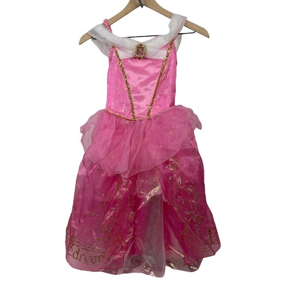 Disney Store PRINCESS Aurora Costume Dress Sleeping Beauty Pink Gold7/8 7 8